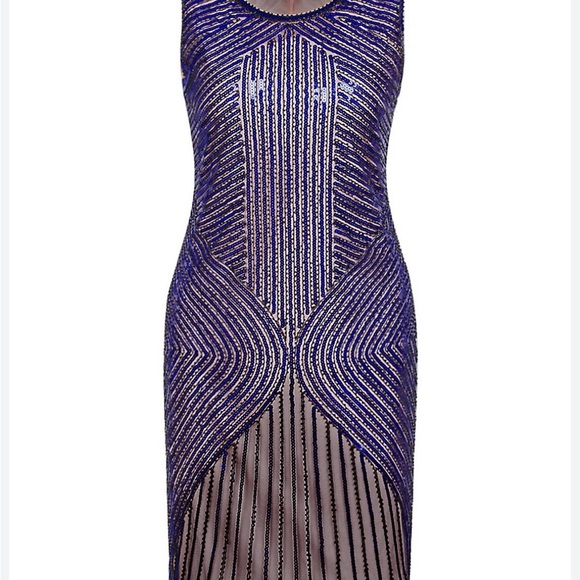Purple Sheath Cocktail Dress with Scoop Neck - Picture 1 of 10